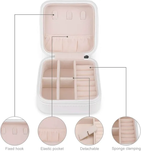 Vista 4 de Estuche organizador de joyas de viaje bolsa de almacenamiento de joyas para mujer collar aretes anillos pulsera regalos para mamá novia piña
