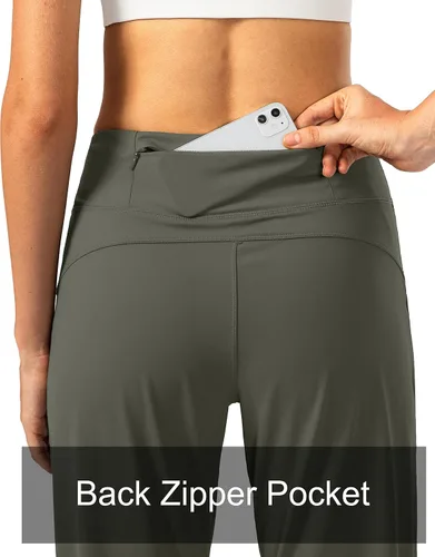 Vista 3 de Soothfeel Pantalones deportivos para mujer, con bolsillos de cremallera y pretina alta, para entrenamiento y yoga