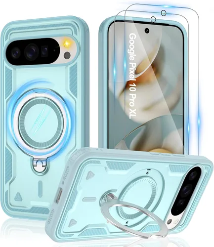 Vista 30 de Gritup fro Funda para Google Pixel 9A, funda protectora magnética de grado militar compatible con Mag-Safe, 2 protectores de pantalla HD, soporte