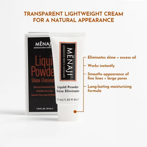 Vista 4 de Mænaji - Eliminador de brillo líquido en polvo Polvo antibrillo para hombres Eliminador de aceite facial Suaviza líneas finas y arrugas