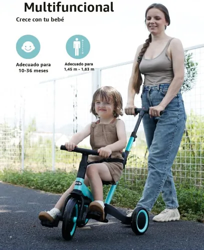 Vista 3 de newyoo Triciclos para niños pequeños de 1 a 3 años, bicicleta de equilibrio para bebés, regalo de Navidad y cumpleaños para niños y niñas, triciclo