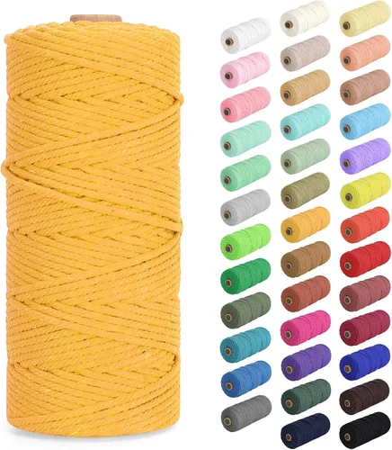 Vista 37 de Cuerda de macramé de 0.079 in x 220 yardas (656 pies), cuerda de algodón natural para colgar en la pared, ganchos de plantas, manualidades Verde