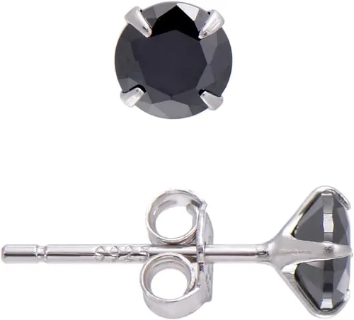 Vista 9 de Pendientes de plata de ley con circonita cúbica negra para mujer y hombre