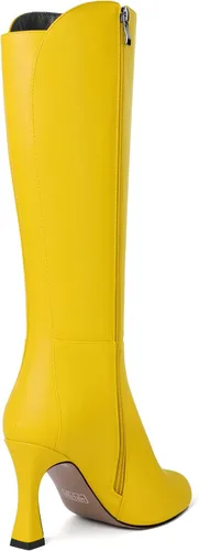 Vista 5 de SKYSTERRY Botas de tacón alto con cremallera mate para mujer, con punta redonda, de 3.3 pulgadas