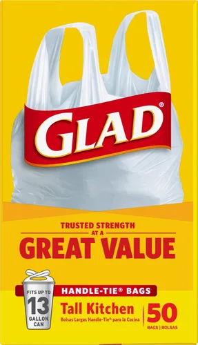 Vista 11 de Glad Bolsas de basura altas de cocina de 13 galones, bolsas de basura sin perfume, lazo de asa, 50