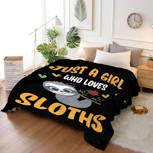 Vista 2 de Manta Girl Loves Sloths Mantas Suaves y Mantas de Franela Acogedora Liviana Colcha Regalo Perfecto para Cama Sofá Sillón-40 x 30 Extra Pequeña