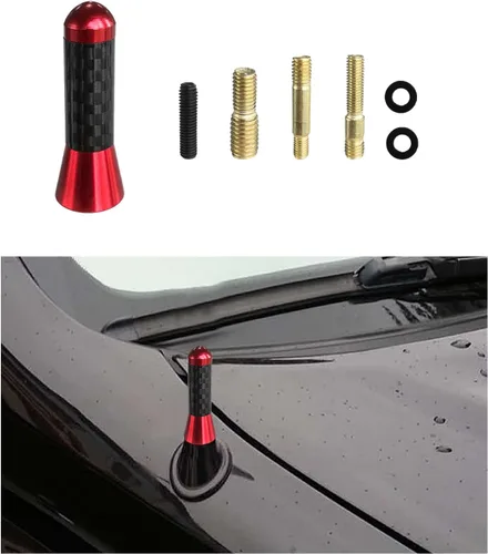 Vista 16 de Dickno Antena corta para automóvil, antena de radio de aluminio de 1.37 pulgadas, repuesto de mástil, antena de recepción de radio AM/FM automática