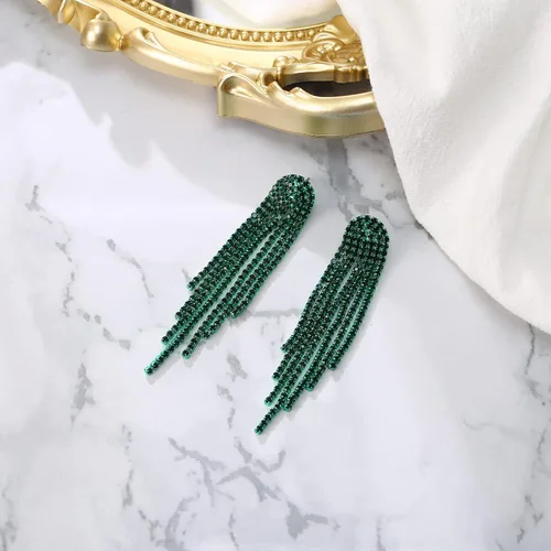 Vista 6 de BriLove Pendientes colgantes para mujer con borlas y flecos de cristal para boda