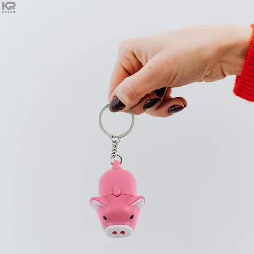 Vista 9 de Llavero de cerdo lindo llavero mochila para niños 3 piezas de cerdo divertido llavero de luz LED mochila chica llavero linterna Llavero de luz LED
