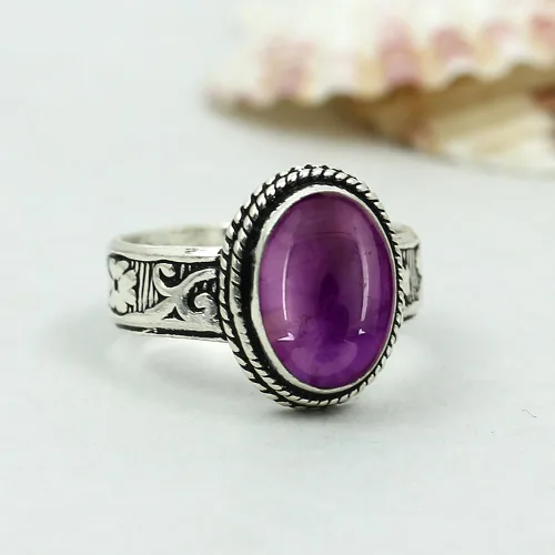 Vista 5 de 5.85 quilates de piedra preciosa natural de forma ovalada solitario para mujer, anillo de plata 925 con piedra natal superpuesta, regalo de joyería