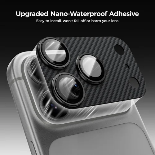 Vista 6 de BENKS ArmorWarrior - Protector de lente de cámara para iPhone 17 Pro, vidrio templado recubierto de AR con fibra de aramida, resistente a