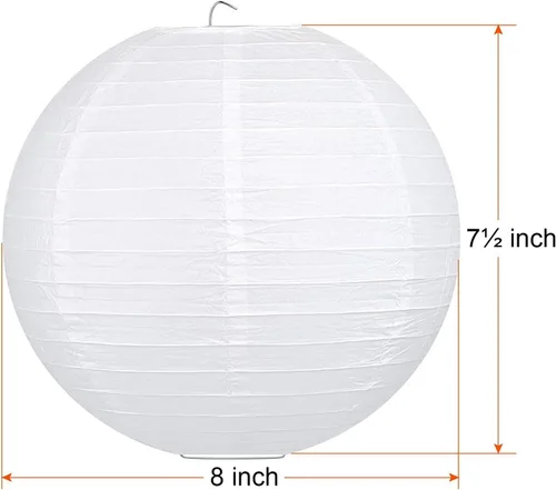 Vista 2 de Science Purchase - Paquete de 12 lámparas de papel chino de 8 pulgadas de diámetro para luces de cadena (blanco)