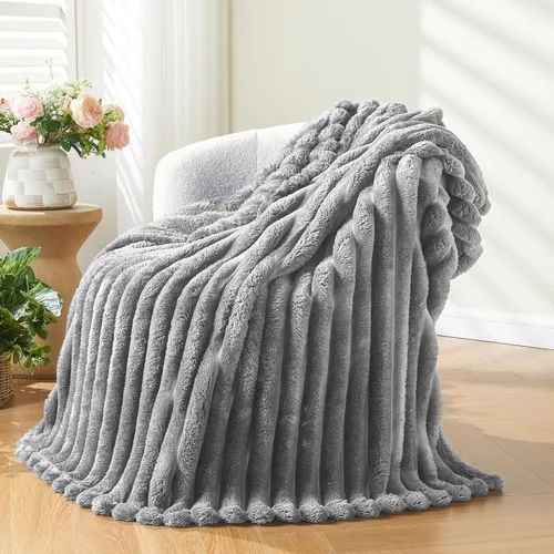 Vista 92 de NEWCOSPLAY Manta de Tiro Súper Suave Aqua Franela Sedosa Premium Forro Polar Jacquard Acanalado 3D Ligero Manta de Cama Uso en Todas las Estaciones