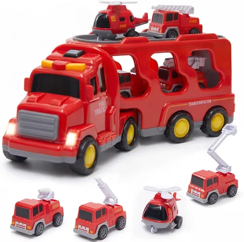 Vista 8 de 5 in 1 Construction Truck Toys for Toddlers 3-5, Carrier Transport Trucks