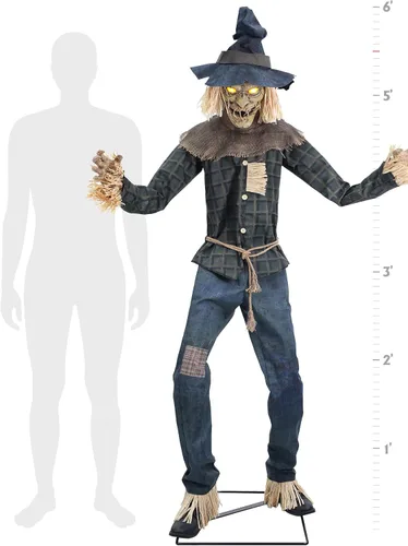 Vista 3 de Spirit Halloween 6 pies Strawman Animatrónico, Multicolor