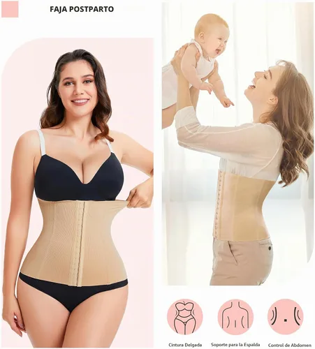 Vista 2 de LODAY Entrenador de cintura para mujer, corsé moldeador, control de barriga Gancho beige