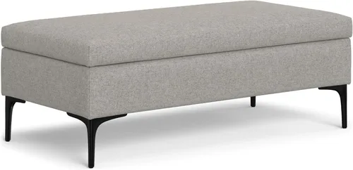 Vista 21 de SIMPLIHOME Rebecca - Mesa de centro rectangular de almacenamiento, otomana rectangular de 36 pulgadas de ancho con aspecto de lino tapizada