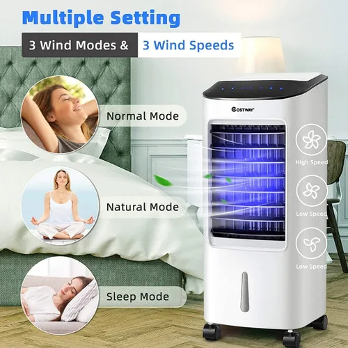 Vista 2 de ARLIME Enfriador de aire evaporativo, ventilador de aire acondicionado portátil 3 en 1 y humidificador, 3 velocidades de viento, 3 modos, pantalla