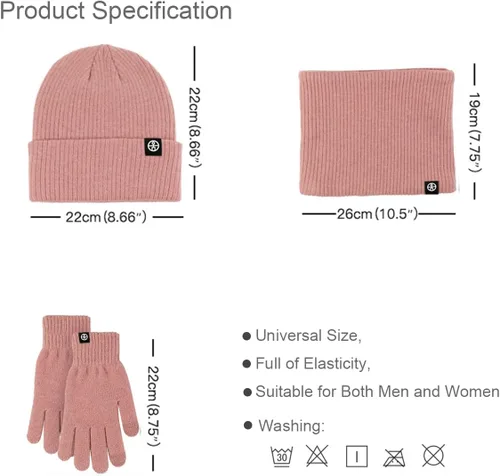 Vista 7 de Juego de bufandasombreroguantes de punto, gorro suave y cálido, pantalla táctil para familias y amigos, unisex, de punto trenzado, para invierno
