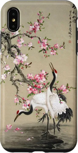Vista 11 de Red Cap Cranes with Plum Blossoms Japanese Woodblock Art Case for iPhone 17