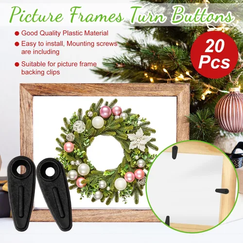 Vista 2 de MroMax 20 piezas de marcos de fotos, botones de giro, clips de plástico para marco de fotos con tornillos, piezas para colgar imágenes, fotos