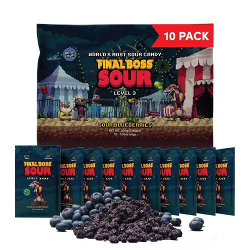 Vista 9 de Final Boss Sour Candy Todos los niveles, paquete variado, paquete de 6 – Hecho con frutas secas reales, sin colores artificiales, sin sabores