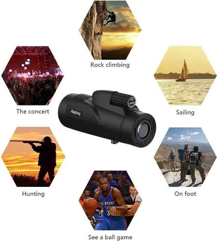 Vista 5 de Telescopio monocular de 12 x 50 de alta potencia BAK4 Prism FMC Coating Smartphone Adaptador de montaje de trípode, perfecto para observación