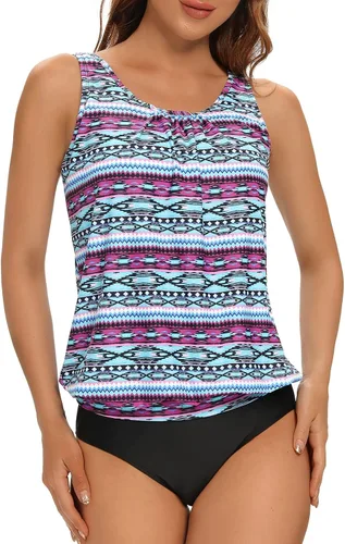 Vista 3 de BIKINX - Trajes de baño tankini de 2 piezas para mujeres, talla extragrande, con control de abdomen