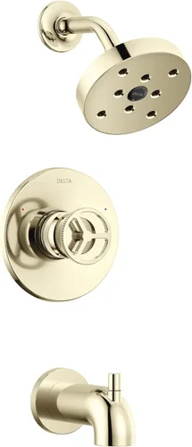 Vista 15 de Delta Faucet Trinsic Serie 14 Juego de grifo de ducha dorado con cabezal de ducha H2Okinetic, kit de accesorios de ducha dorados, juego de grifo