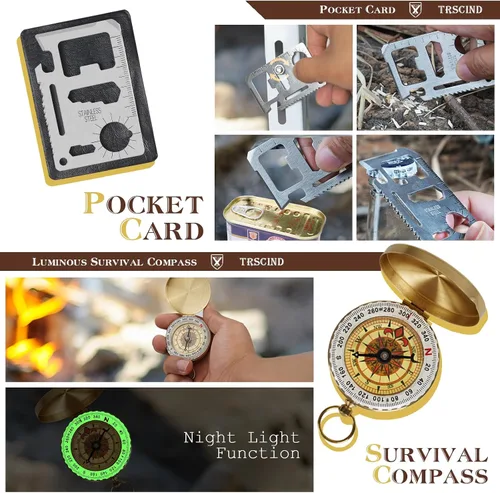 Vista 5 de Gifts for Men Dad Husband Him Fathers Day, Survival Kit, Emergency Survival Gear and Equipment 14 in 1, Anniversary Birthday Gifts for Him