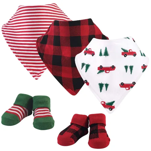 Vista 9 de Hudson Baby Conjunto de babero y calcetines unisex de algodón para bebé, Tamaño único Chica Calabaza