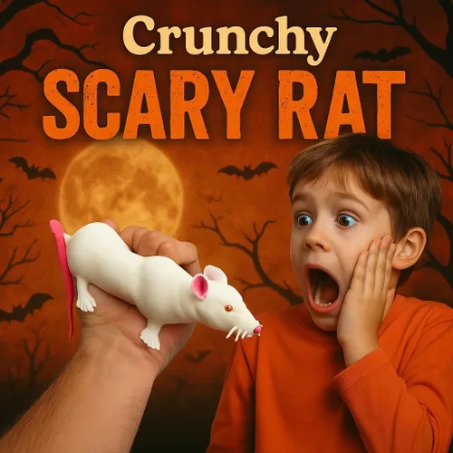 Vista 2 de JA-RU Juguete de rata crujiente y gruesa (paquete de 1) juguete de ratón elástico, blando y asqueroso. Juguete aterrador de Halloween para niños.