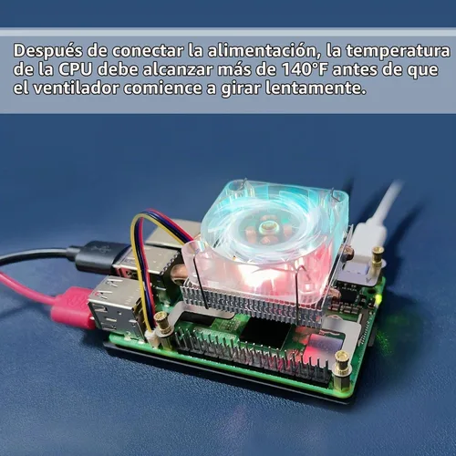 Vista 4 de GeeekPi Enfriador de CPU de bajo perfil para Raspberry Pi 5, ventilador de 4 pines con disipador de calor de aluminio para Raspberry Pi 5 8GB 4GB