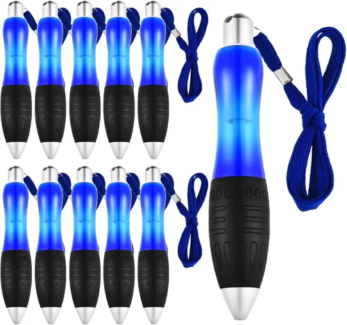 Vista 8 de Jetec 10 bolígrafos grandes y gruesos cortos de 0.028 in, cuerpo azul con cuerda para colgar, gran agarre ancho para artritis, dolor de manos