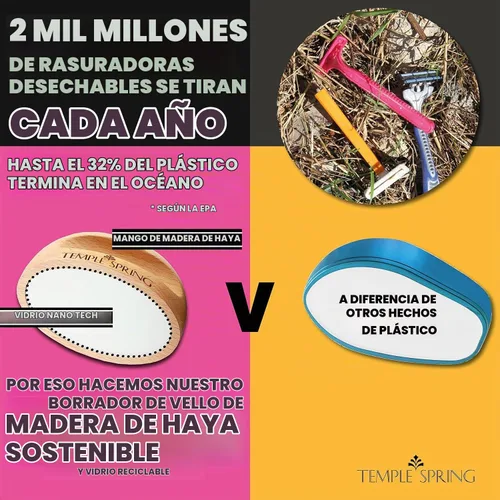 Vista 3 de Temple Spring Borrador de pelo de cristal, herramientas de belleza + accesorios para depilación sin dolor, removedor de pelo de cristal para piel