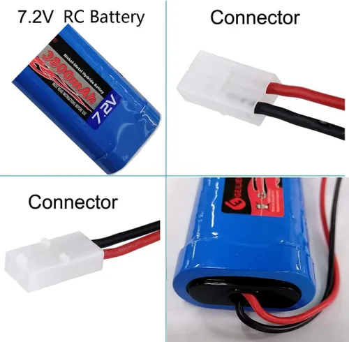 Vista 2 de Paquete de baterías OXWINOU de 7.2V 3800mAh, batería plana NiMH de alta capacidad, batería de repuesto para automóvil RC, camión RC, tanque