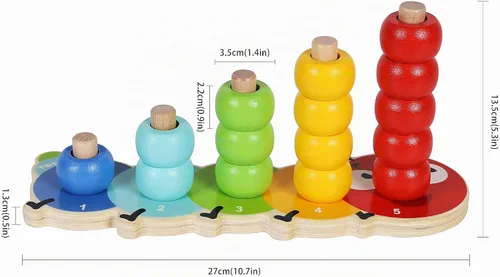 Vista 4 de TOWO - Juego de anillos apilables de madera, apilador de anillos de conteo 15 piezas