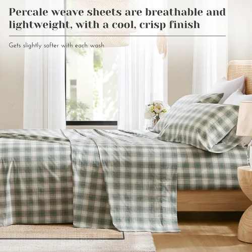 Vista 38 de Comfort Spaces Sábanas de percal 100% algodón, tamaño individual XL, 3 Adelia Gris