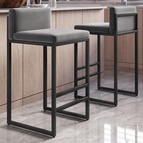 Vista 11 de Juego de 1/2 taburetes de bar, sillas de bar tapizadas de terciopelo con reposapiés, taburetes de encimera de cocina, marco de hierro de metal negro