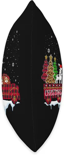 Vista 2 de Pit Bull Dog Christmas Red Plaid Truck Almohada para árbol de Navidad, 16 x 16 pulgadas, multicolor