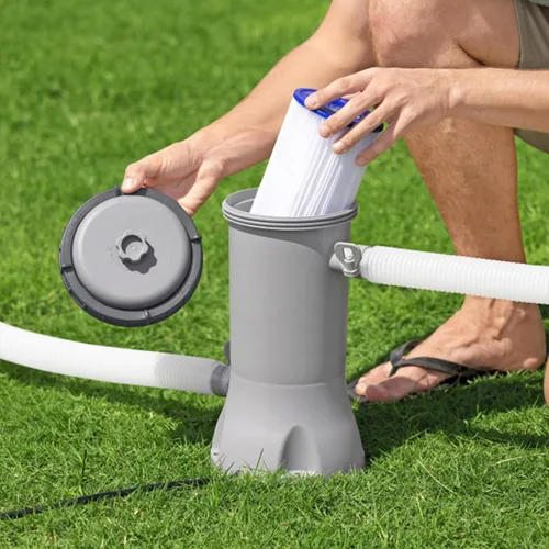 Vista 8 de Bestway Flowclear - Cartucho de bomba de filtro de agua para piscina sobre el suelo, 530 galones por hora, 120 voltios con temporizador de apagado