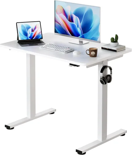 Vista 27 de Okin Escritorio Eléctrico de Pie de 31.5x19.7 Pulgadas Escritorio Pequeño para Computadora - Escritorio de Pie de Pieza Completa con Ruedas Gaming