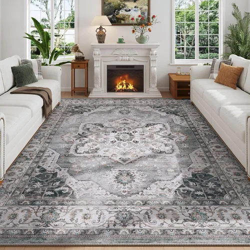 Vista 104 de Rugcomf Alfombra de Entrada de 2'x3' - Patrón Paisley, Tapete para Puerta de Entrada Interior, Floral Vintage, Lavable a Máquina, Alfombra