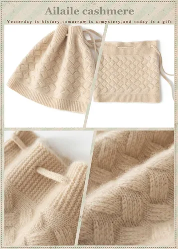 Vista 5 de Gorro de punto de lana merino de cachemira cálida de invierno para mujer