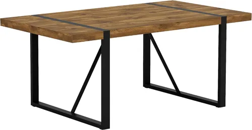 Vista 29 de Mesa de comedor de 55 pulgadas para 4-6, mesa de cocina de madera con patas de metal, mesa de comedor para 4-6 para el hogar, comedor, sala de estar