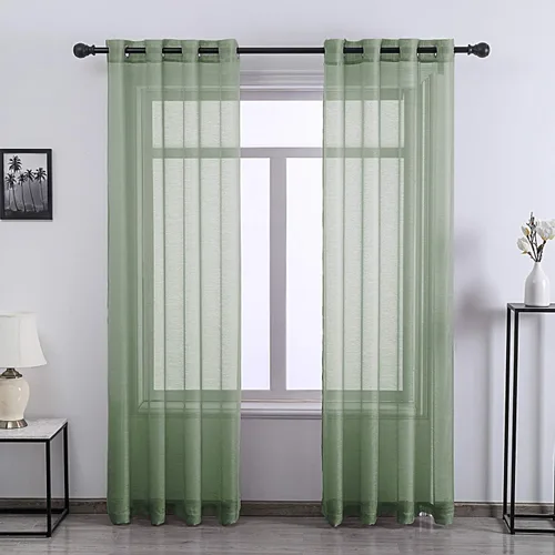 Vista 13 de DONREN 2 paneles de cortina de voile semitransparentes texturizados para ventana de cocina, pequeñas ventanas cortas, cortinas suaves de lujo