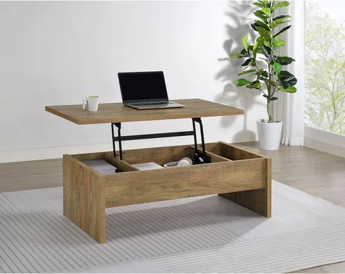 Vista 30 de Mesa de café cuadrada negra con tapa elevable, mesa de café con sistema de elevación inteligente con almacenamiento para sala de estar, mesas