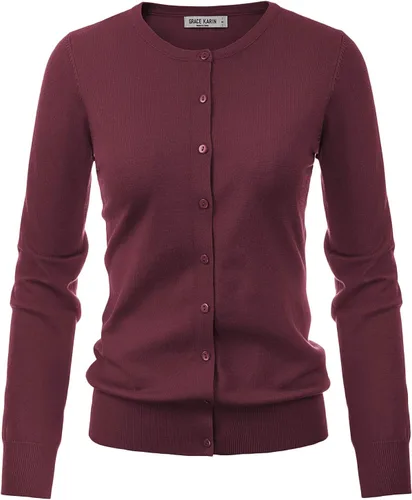 Vista 33 de GRACE KARIN Suéter de punto ligero con botones para mujer Azul (Acid Blue)