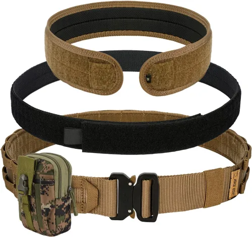 Vista 9 de Tactical Belt with Buckle Molle Belt Security Utility Belt with Pouch Heavy Duty Battle Belt with Premium Pouch Negro