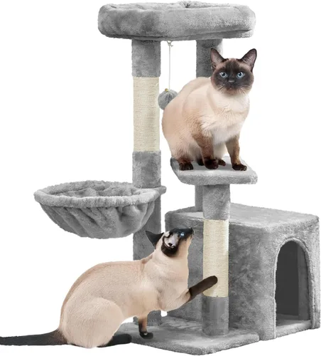 Vista 10 de Yaheetech Árbol para gatos, torre de escalada de varios niveles para gatos de interior, centro de actividades de mascotas, poste rascador, muebles